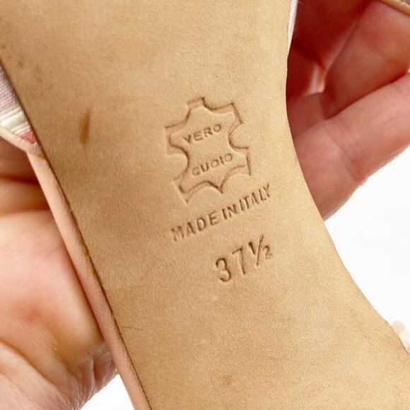 Manolo Blahnik Vintage Striped Pink Open Toe Buckle Detail D'Orsay Pump IT 37.5 - Picture 13 of 13